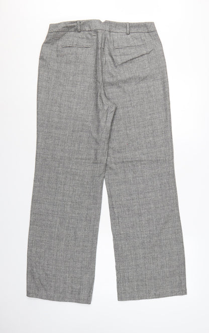 Per Una Women Grey Check Wool Blend Tailored Trousers UK 12
