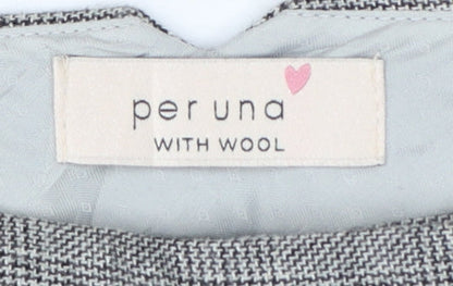Per Una Women Grey Check Wool Blend Tailored Trousers UK 12