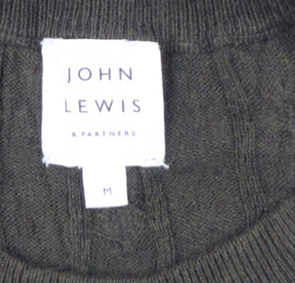 John Lewis Men’s Green M Cable Knit Cotton Cashmere Crew Neck Jumper