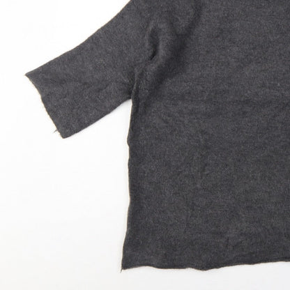 Zara Women Grey M Roll Neck Italian Yarn Knit Tunic Jumper