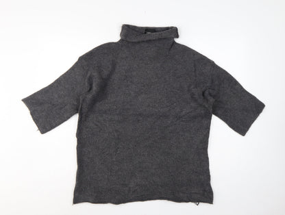 Zara Women Grey M Roll Neck Italian Yarn Knit Tunic Jumper
