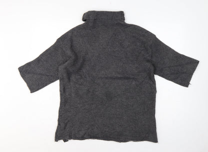 Zara Women Grey M Roll Neck Italian Yarn Knit Tunic Jumper