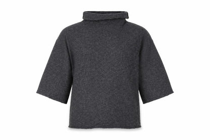 Zara Women Grey M Roll Neck Italian Yarn Knit Tunic Jumper
