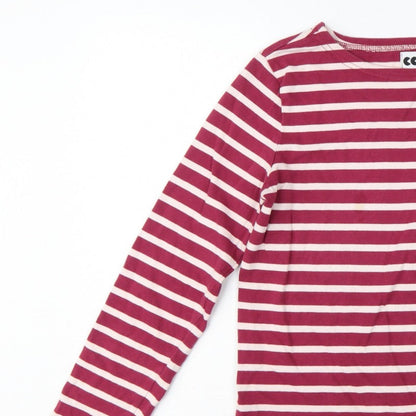 CC Women Pink Stripe Cotton Long Sleeve Boat Neck T-Shirt M