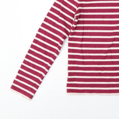 CC Women Pink Stripe Cotton Long Sleeve Boat Neck T-Shirt M