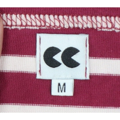CC Women Pink Stripe Cotton Long Sleeve Boat Neck T-Shirt M