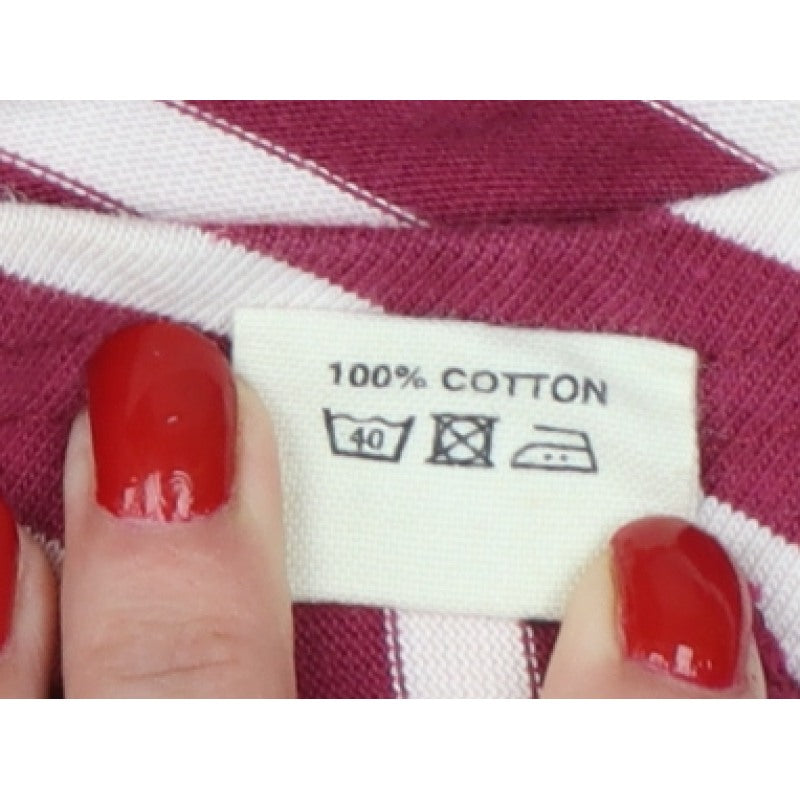 CC Women Pink Stripe Cotton Long Sleeve Boat Neck T-Shirt M
