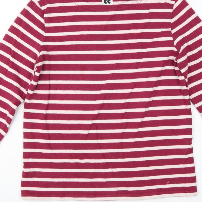 CC Women Pink Stripe Cotton Long Sleeve Boat Neck T-Shirt M