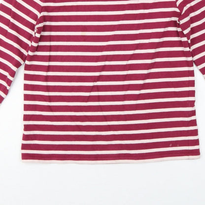 CC Women Pink Stripe Cotton Long Sleeve Boat Neck T-Shirt M