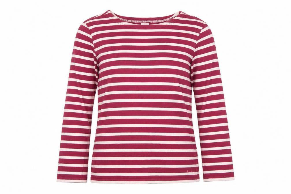 CC Women Pink Stripe Cotton Long Sleeve Boat Neck T-Shirt M