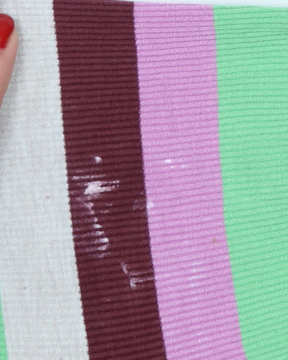 Oliver Bonas Women Multicoloured UK 10 Striped Ribbed Balloon Sleeve Top