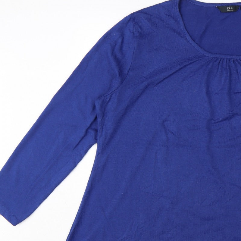 Isle Collection Women Blue XL Scoop Neck Long Sleeve Tunic Jumper