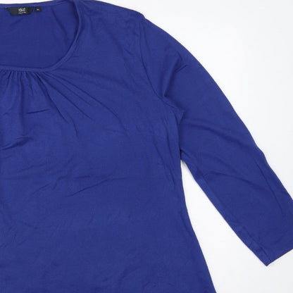 Isle Collection Women Blue XL Scoop Neck Long Sleeve Tunic Jumper