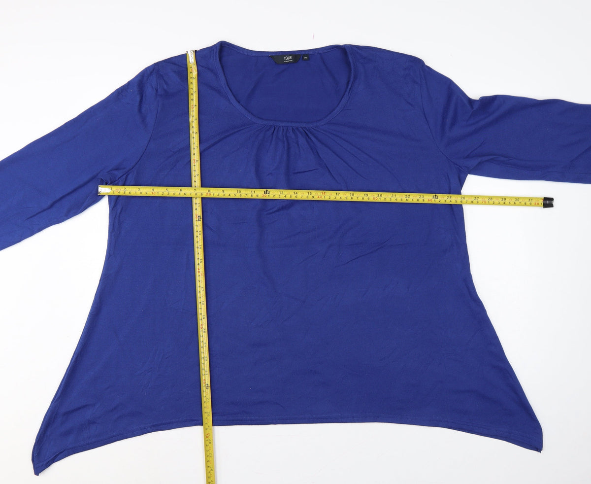 Isle Collection Women Blue XL Scoop Neck Long Sleeve Tunic Jumper