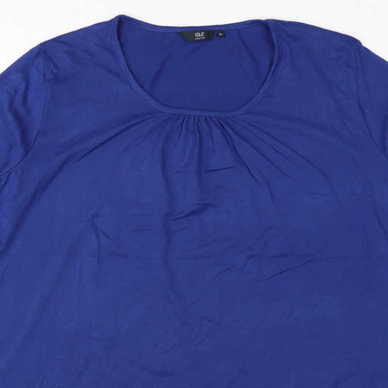Isle Collection Women Blue XL Scoop Neck Long Sleeve Tunic Jumper