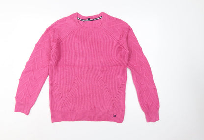 Crew Clothing Company Women Pink Size 8 Cable Knit Crew Neck Jumper