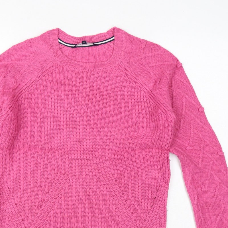 Crew Clothing Company Women Pink Size 8 Cable Knit Crew Neck Jumper