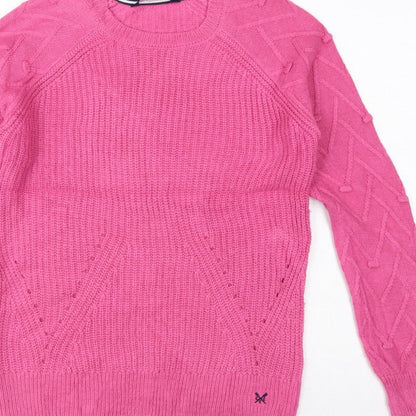 Crew Clothing Company Women Pink Size 8 Cable Knit Crew Neck Jumper
