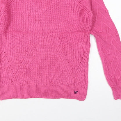 Crew Clothing Company Women Pink Size 8 Cable Knit Crew Neck Jumper