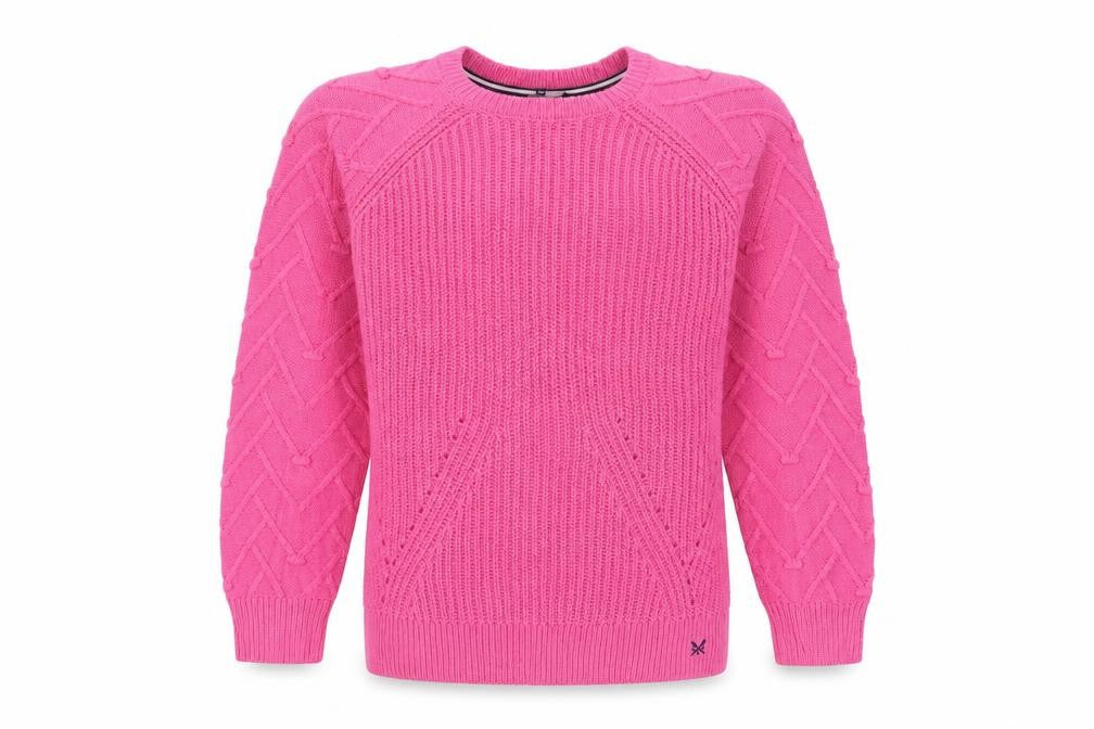 Crew Clothing Company Women Pink Size 8 Cable Knit Crew Neck Jumper