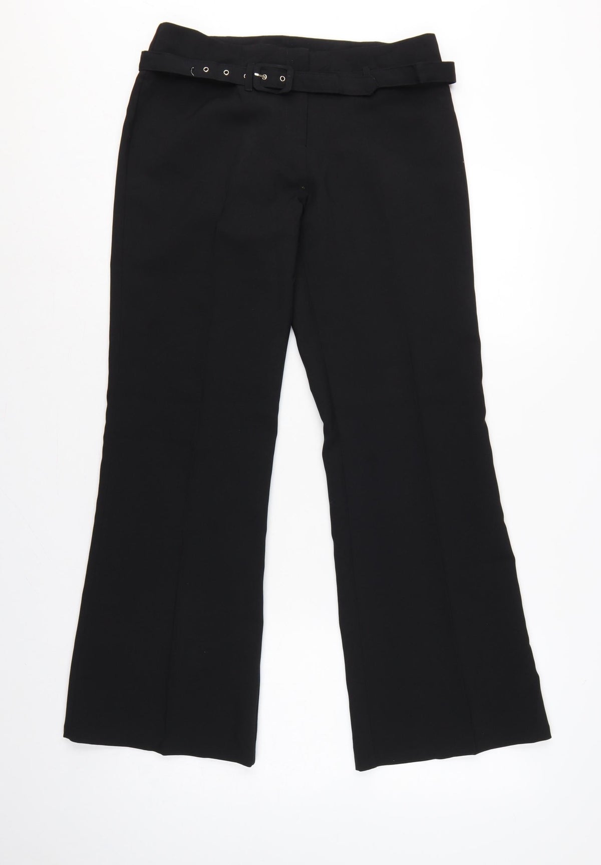 Liquid Women's Black UK 10 Belted Bootcut Dress Trousers