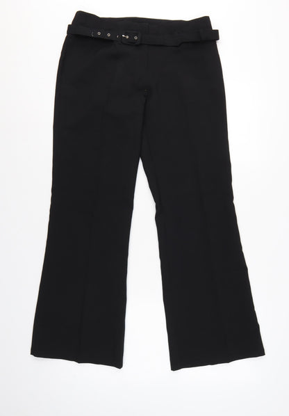 Liquid Women's Black UK 10 Belted Bootcut Dress Trousers