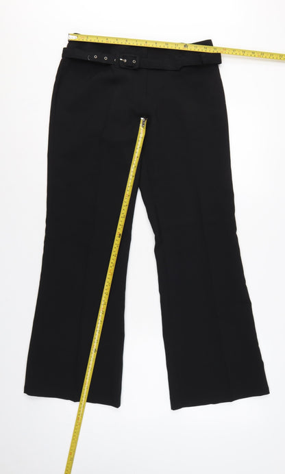 Liquid Women's Black UK 10 Belted Bootcut Dress Trousers
