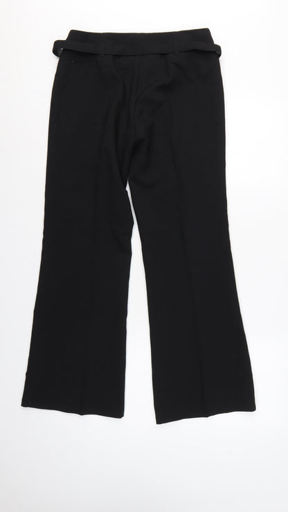 Liquid Women's Black UK 10 Belted Bootcut Dress Trousers