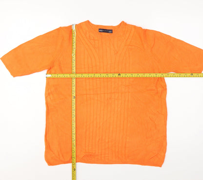 Marks and Spencer Women Orange L Rib Knit Short Sleeve Pullover Jumper