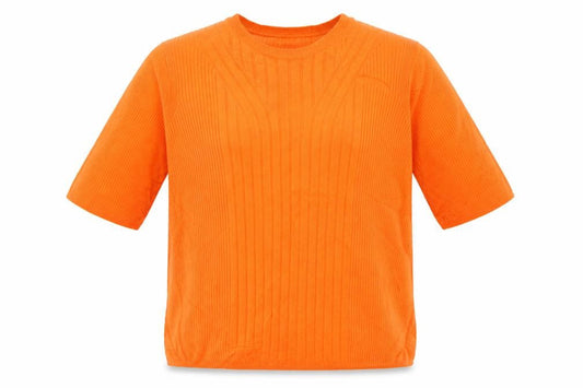 Marks and Spencer Women Orange L Rib Knit Short Sleeve Pullover Jumper