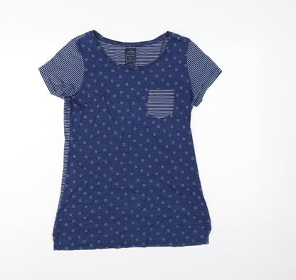 FatFace Women’s Blue Size 8 Floral Stripe Cotton Jersey T-Shirt