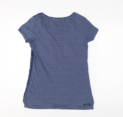 FatFace Women’s Blue Size 8 Floral Stripe Cotton Jersey T-Shirt