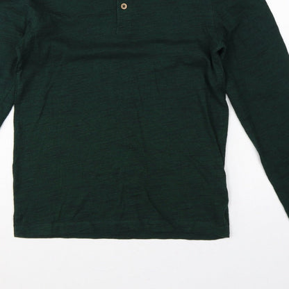 Burton Menswear Men Green Small Long Sleeve Henley T-Shirt