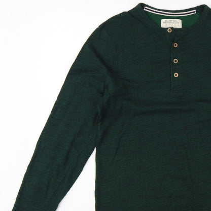 Burton Menswear Men Green Small Long Sleeve Henley T-Shirt
