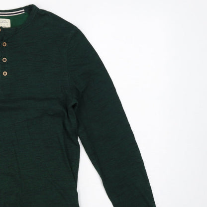Burton Menswear Men Green Small Long Sleeve Henley T-Shirt