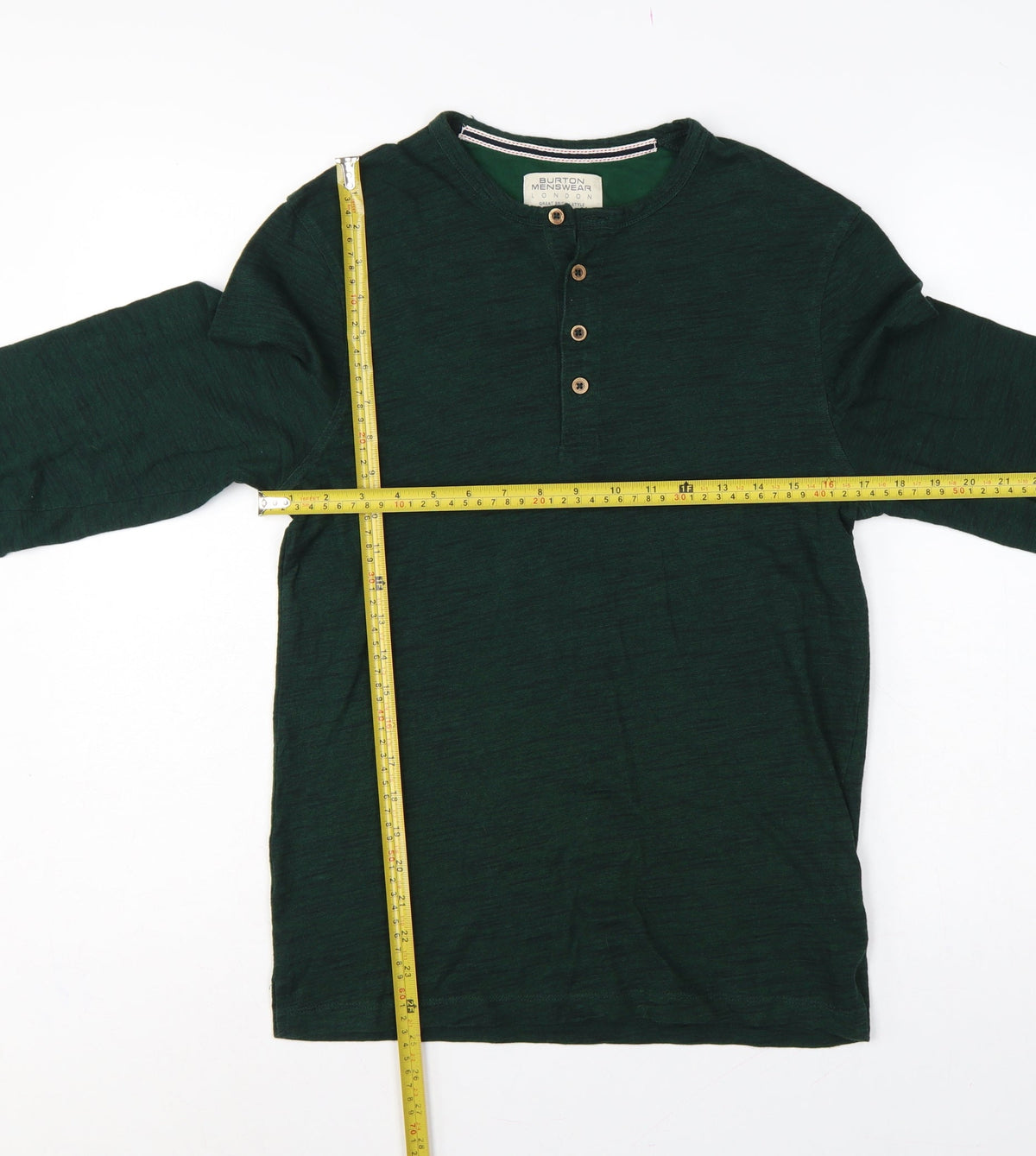 Burton Menswear Men Green Small Long Sleeve Henley T-Shirt