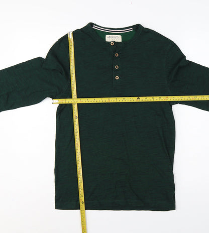 Burton Menswear Men Green Small Long Sleeve Henley T-Shirt