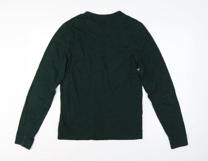 Burton Menswear Men Green Small Long Sleeve Henley T-Shirt