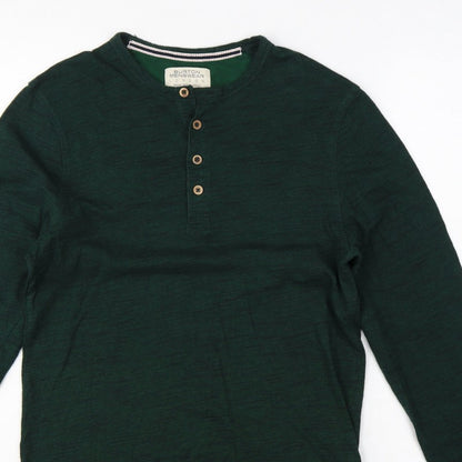Burton Menswear Men Green Small Long Sleeve Henley T-Shirt