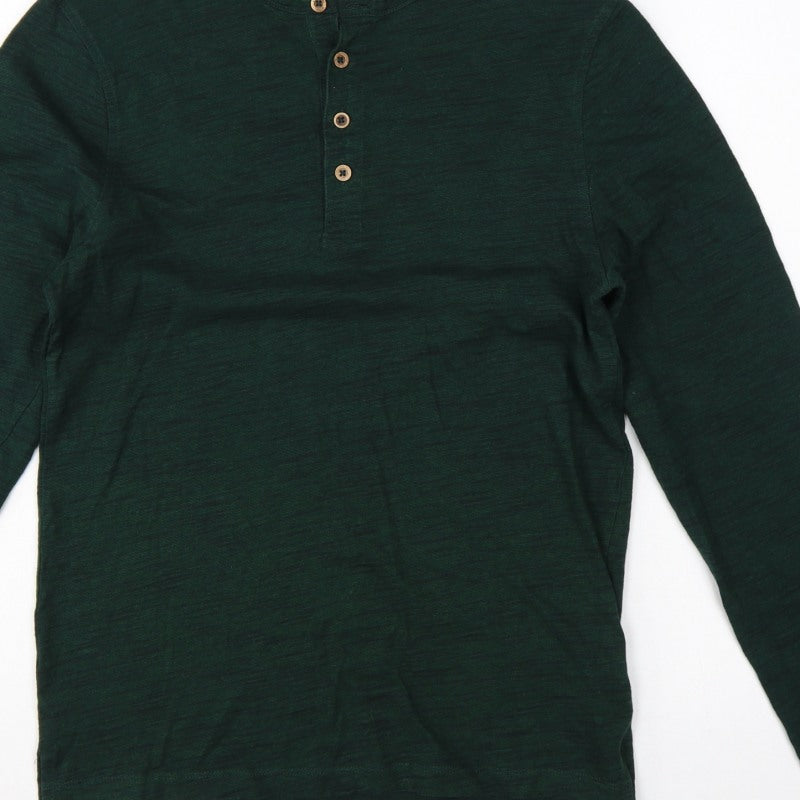 Burton Menswear Men Green Small Long Sleeve Henley T-Shirt