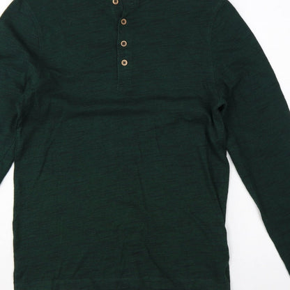 Burton Menswear Men Green Small Long Sleeve Henley T-Shirt