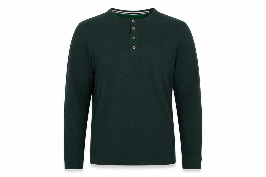 Burton Menswear Men Green Small Long Sleeve Henley T-Shirt