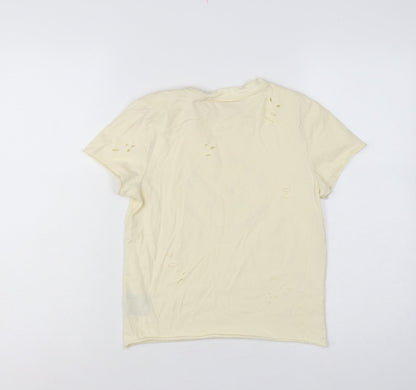 Lazy Oaf Girls Cream UK 8 Peanuts Snoopy Distressed Graphic T-Shirt