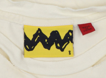 Lazy Oaf Girls Cream UK 8 Peanuts Snoopy Distressed Graphic T-Shirt