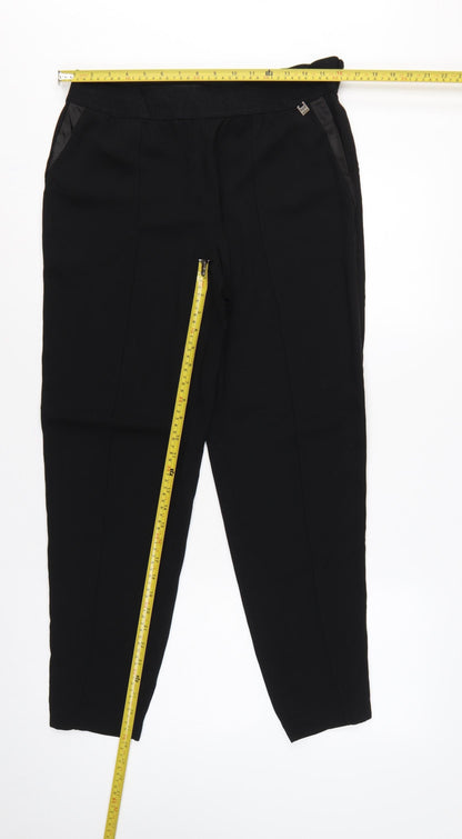 Ted Baker Women Black UK 12 Tapered Trousers Satin Trim Ankle Zip