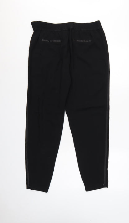Ted Baker Women Black UK 12 Tapered Trousers Satin Trim Ankle Zip