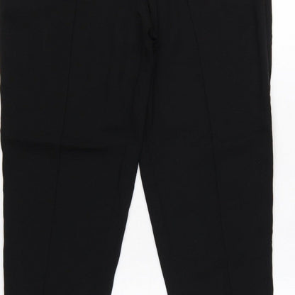 Ted Baker Women Black UK 12 Tapered Trousers Satin Trim Ankle Zip