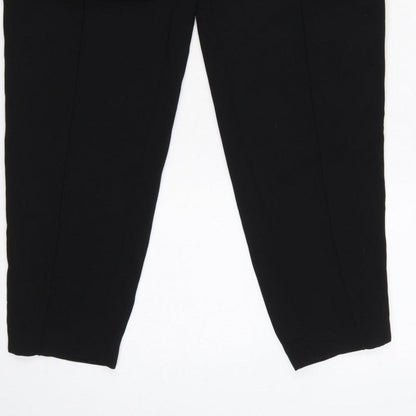 Ted Baker Women Black UK 12 Tapered Trousers Satin Trim Ankle Zip