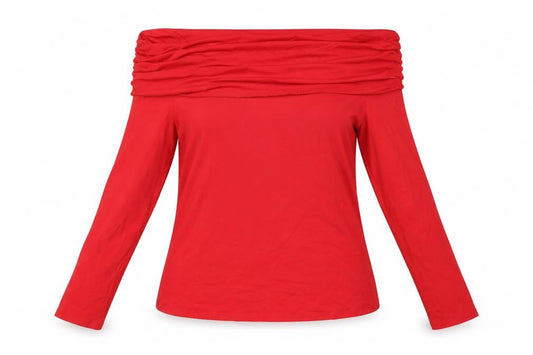 Apricot Women Red Off Shoulder Long Sleeve Jersey Top UK 16