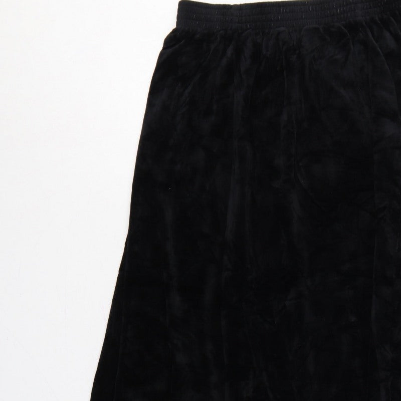 Damart Women’s Black Size 16 A-Line Long Velvet Skirt Elastic Waist